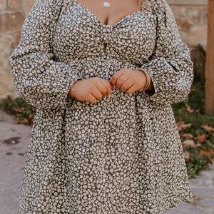 Impressions Black and White Bishop Sleeve Sundress